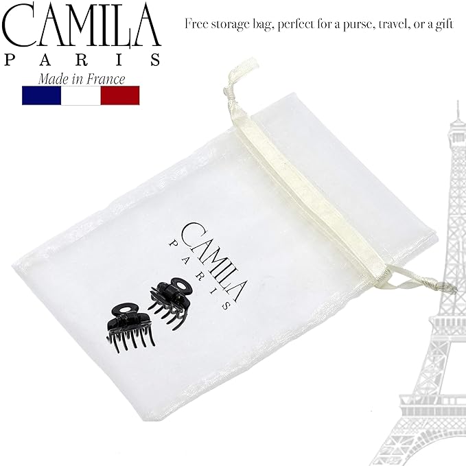 Camila Paris CP2/2 French Hair Clip for Women, Set of 2 Small 1 inch Girls Hair Claw Clips Jaw Fashion Durable and Styling Hair Accessories for Women, Strong Hold No Slip Grip, Made in France