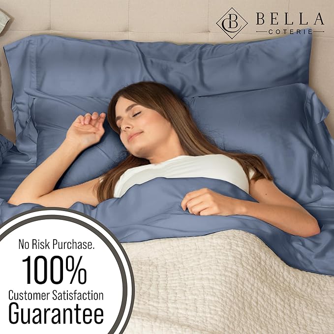 Bella Coterie | Luxury Bamboo Standard Size Pillowcase Set | 100% Organically Grown Bamboo Viscose | Ultra Soft | Cooling | 2 Pcs [Slate Blue]