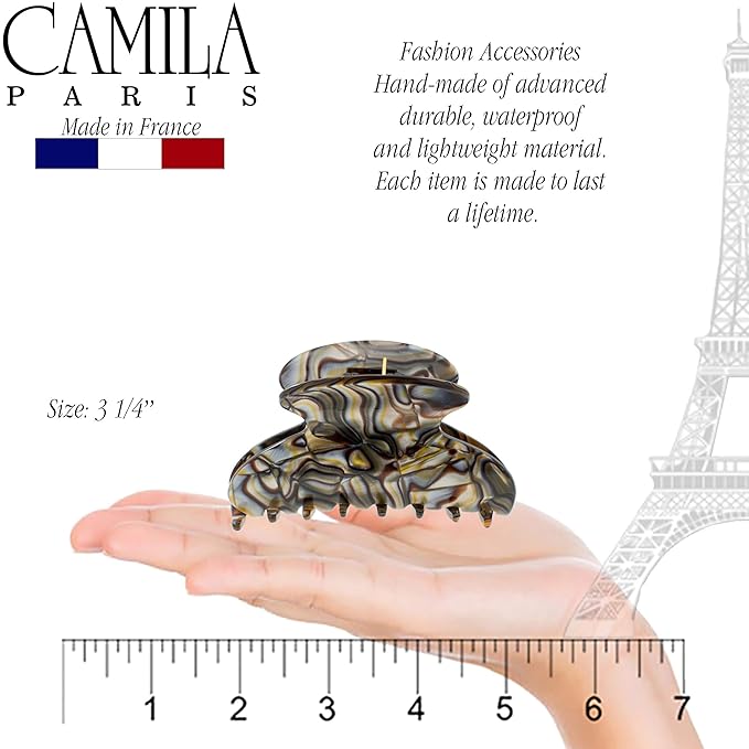 Camila Paris CP3058 French Hair Clip for Women, Onyx, for Thick Long Curly Wavy Hair, Jaw Clip, Strong Hold No Slip Grip, Made in France