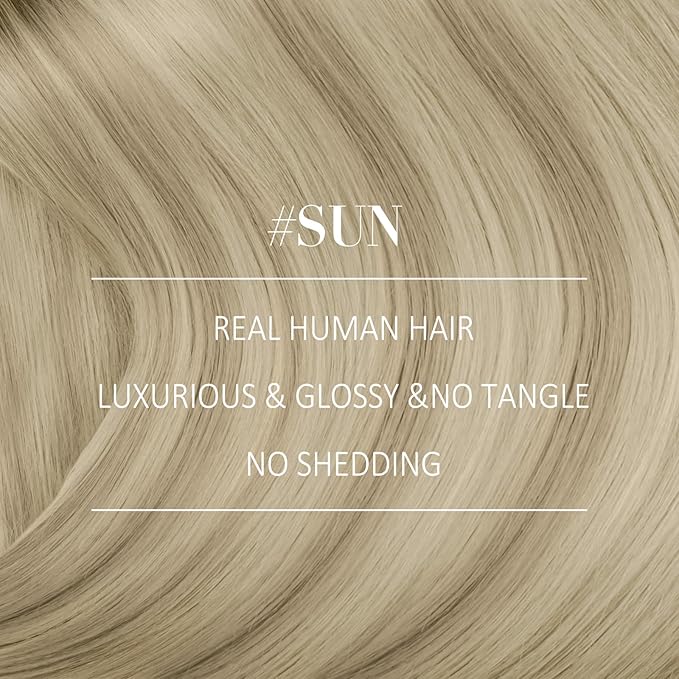 YoungSee 135g Clip in Hair Extensions Human Hair Ombre Clip in Human Hair Extensions Ash Blonde Mix Platinum Blonde Dyable Remy Hair Clip in Extensions for Women 7Pcs 18Inch