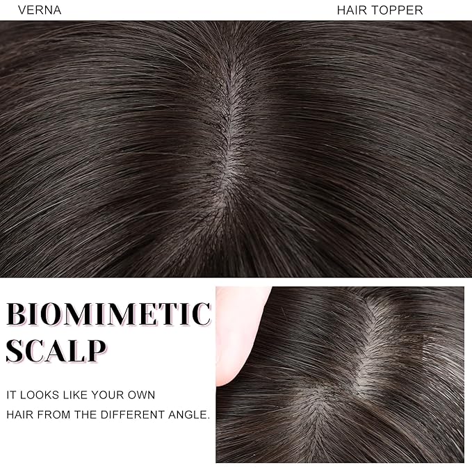 VERNA Hair Toppers for Women Real Human Hair 360°3D Cover Bangs Hair Clip,100% Real Human Hair Brown Black Clip in Bangs,Hair pieces Clip on Bangs for Daily Wear(5 * 9.5)