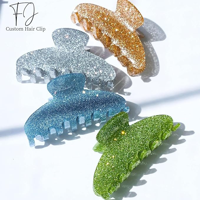 Personalized Colorful Name Hair Claw Clips for Women,Custom Hair Clips with Diamond,Cute Hair Accessories 4",Handmade Rhinestones Hair Clamp Gifts for Mom,Bride,Wife,Bridesmaid（Rose Red Glitter）