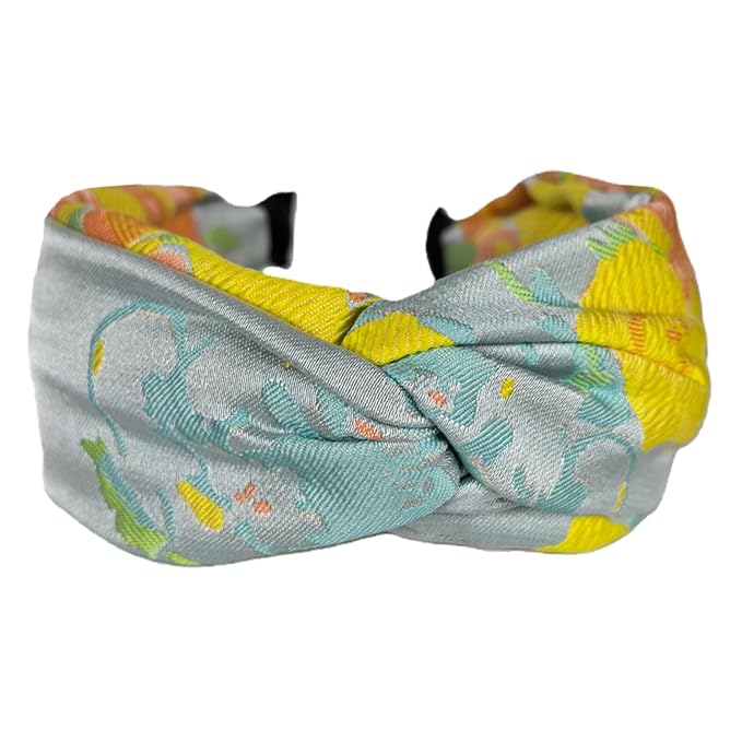 Prodaylab Twist Knotted Headbands for Women Trendy Fabric Embroidery Hair Elastics Wide Hair Bands Soft Non Slip Accessories Hairband for Girls (Arabesque)
