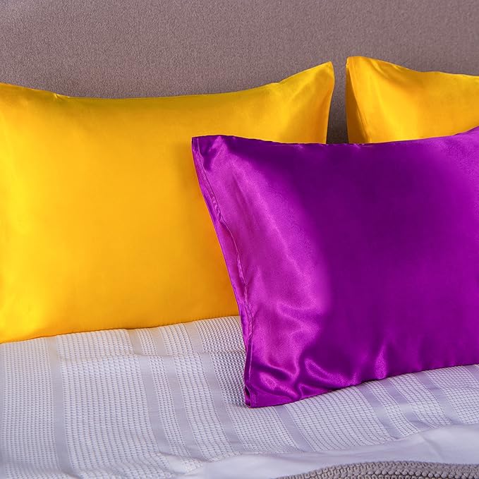 NTBAY 2 Pack Satin Queen Pillowcases for Hair and Skin, Luxurious and Silky Pillow Cases with Envelope Closure, 20x30 Inches, Purple