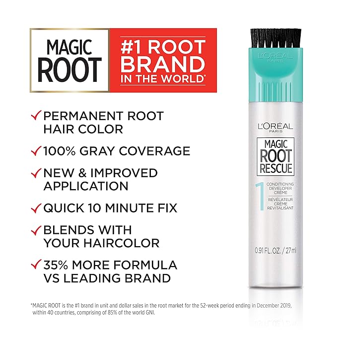 L’Oréal Paris Magic Root Permanent Hair Color, 10 Minute Hair Dye Kit to Rescue Roots with 100% Gray Hair Coverage, 4A Dark Ash Brown, 2 Pack (Packaging May Vary)