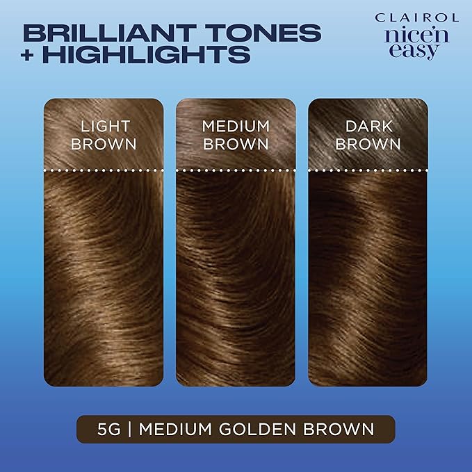 Clairol Nice'n Easy Permanent Hair Dye, 5G Medium Golden Brown Hair Color, Pack of 1