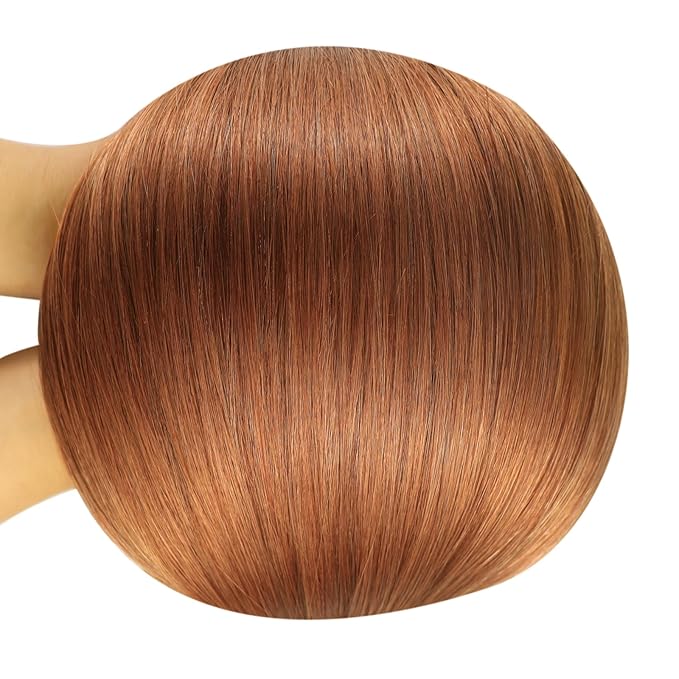 YoungSee Clip in Human Hair Extensions Copper 22inch Human Hair Extensions Clip ins Copper Hair Extensions Real Human Hair Clip ins Long Straight Hair 120g 7pcs