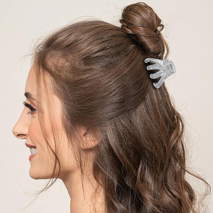 9 pcs 4cm Clear Octopus Claw Clips Medium Small Strong Grip Plastic Hair Clips for Women and Girls White Thin to Thick Hair, Holder Small Pony or Half Bun.