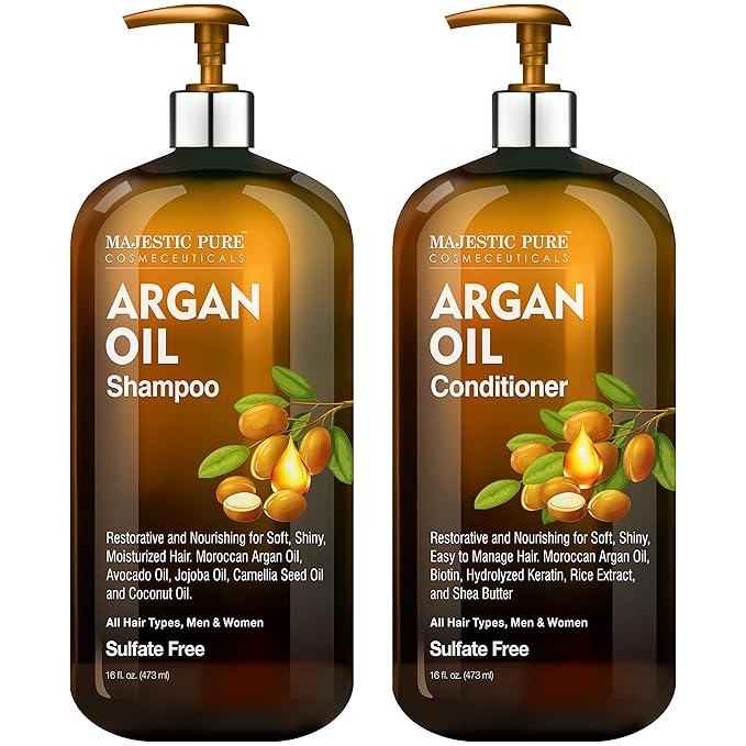 MAJESTIC PURE Argan Oil Shampoo and Conditioner Set | Nourishing & Promotes Soft and Silky Hair | Sulfate Free | For All Hair Types, Men and Women - 2 x 16 fl oz