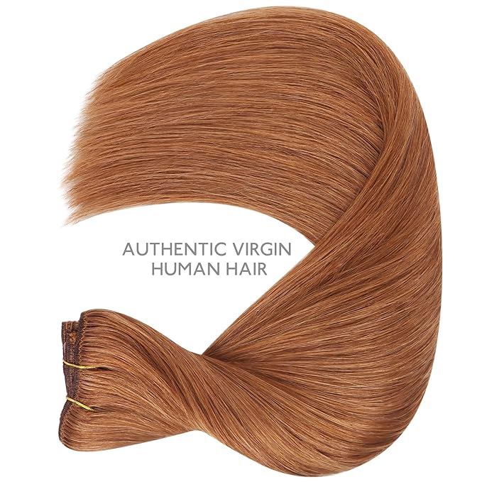 WENNALIFE Clip in Hair Extensions Real Human Hair, 20 Inch 150g 9pcs Cinnamon Terra Copper Remy Hair Thicker Double Weft Extensiones De Cabello Humano Con Clip Ins Straight Full Volume