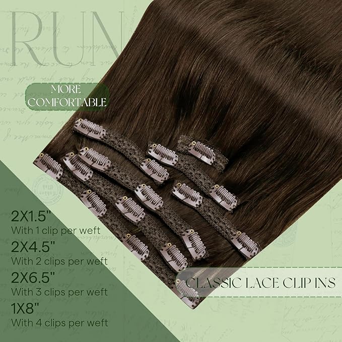 RUNATURE Brown Hair Extensions Clip Ins, 22 Inch Clip in Hair Extensions Real Human Hair, Remy Human Hair Clip in Extensions, Long Straight Hair for Women, Add Length, 120g 7pcs #4 Chocolate Brown