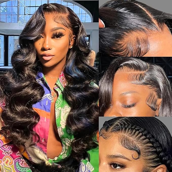AMIRTY 250 Density 13x6 Lace Front Wigs Human Hair Pre Plucked Real Virgin Human Hair Wig Invisilbe Hairline Tiny Knots Body Wave HD Lace Frontal Wigs 3X Longer Lifespan 18 Inch