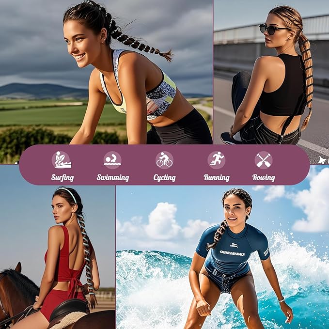 3 Packs Ponytail Holders Hair Ties for Women, Spiral Pony Tails Elastic Braided Hair Holders for Gym Swimming Sports (3pcs16"colorful13)
