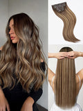 LUVME Straight Seamless 110g 7Pcs Clip in Hair Extensions Full Max with 24inch Remy Human Hair Extensions, Highlight Color 100% Real Soft Human Hair
