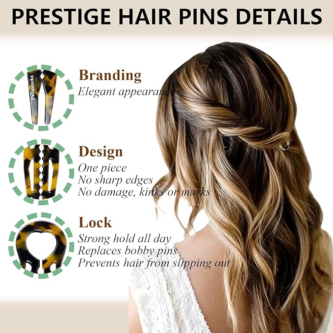 9 Pack Prestige Hair Pins for Women, 2.36" Small French Hair Pins for Thin & Thick Hair, Curved Anti-Slip Design for Better Hold, Perfect Holiday Gift for Her