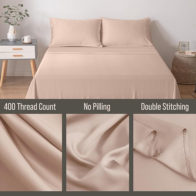 Bella Coterie | Luxury Bamboo Viscose King Size Pillowcase Set | 100% Organically Grown | Ultra Soft | Cooling | 2 Pcs [Dusty Rose]