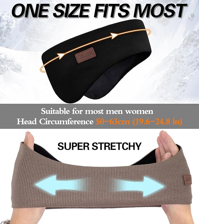 Winter Ear Warmer Headband for Men Women Double-Layer Knit Ear Muffs Cover with Fuzzy Lining for Running and Cycling (Black, Rose Pink, One Size)