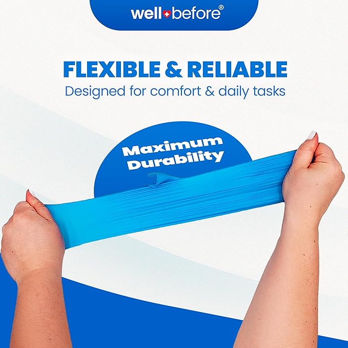 Well Before Disposable Synmax Exam Gloves, Powder-Free, Latex-Free, Blue, Large, 200pcs