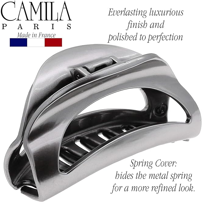 Camila Paris CP2412 French Hair Clip for Women Thick Hair for Long Curly Wavy Hair, Girls Hair Claw Clips Jaw, Durable Styling Big Claw Clip for Thick Hair, Strong Hold No Slip Grip, Made in France