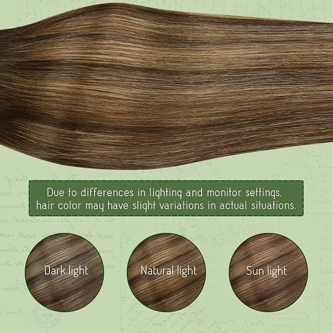 RUNATURE Real Human Hair Clip in Extensions, Balayage Clip in Hair Extensions Human Hair, Soft Straight Natural Hair for Women, Natural Looking 16 Inch 120g 7pcs #4/27/4