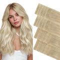 GOO GOO Invisi Edge Tape in Hair Extensions Human Hair, 18ET90A Natural Blonde Balayage10pcs injected with 10pcs classical tape ins, 22inch 50g, Virgin Remy Hair, Natural Look