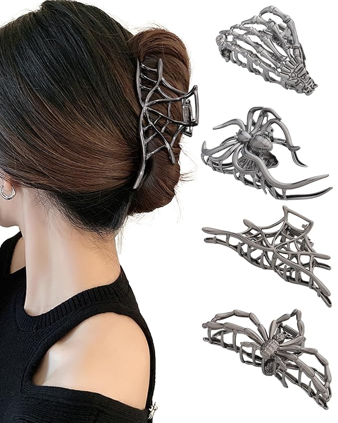 HAIMEIKANG 4 PCs Metal Hair Claw Clips - Irregular Large Non-Slip Styling Accessories for Women's Thick and Thin