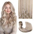 Pro2.0 Remy Clip in Extensions Real Human Hair Color #18p1000 Ash Blonde with Bleach Blonde Remy Clip in Hair Extensions Real Human Hair 18inch 120g Thick 7pcs Double Weft（#18P1000-18inch）