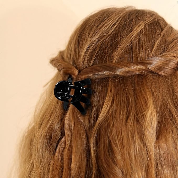 4CM Medium Small Hair Claw Clips 9 pcs Octopus Hair Clips Strong Grip Medium Hair Clips with Teeth Non-slip Good for Women Girls Thin Thick Hair.(Black+Brown+Clear)