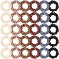 WILLBOND 30 Pcs Small Satin Silk Scrunchies Bulk for Women, Thin Hair Ties Mini Scrunchy Bands Skinny Ponytail Holders for Thick Curly Hair Pony Tails Wrist Decor(Colorful)