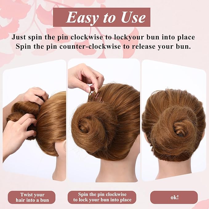 50 Pcs Spiral Hair Pins Set Spin Pins Spiral U Bobby Pins Round Tips Bun Hair Style DIY Twist Barrette Durable Non-Scratch Corkscrew Design for Girls Women Effortless Bun Hairstyles