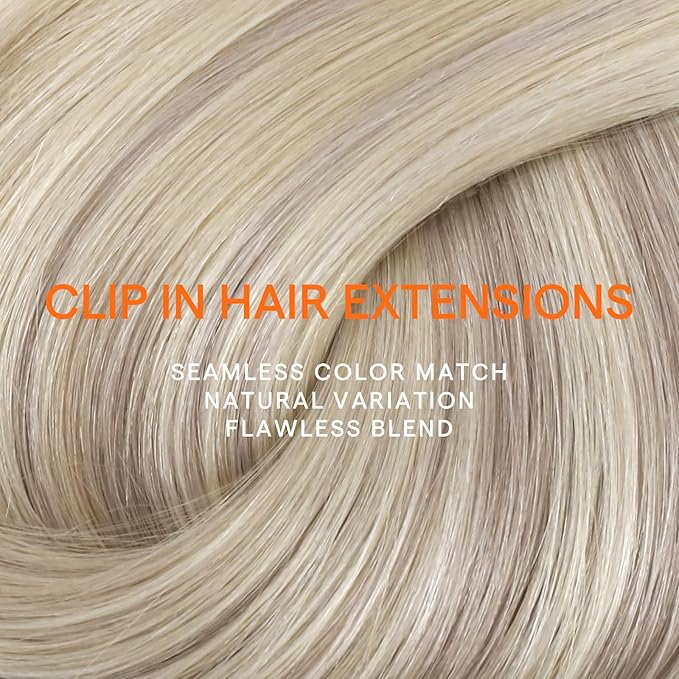 Full Shine Blonde Clip in Hair Extensions Real Hair Extensions Clip in Human Hair Nordic Balayage 18 Ash Blonde Fading to 22 and 60 Double Weft Straight Hair 7 Pcs 16 Inch 120 G