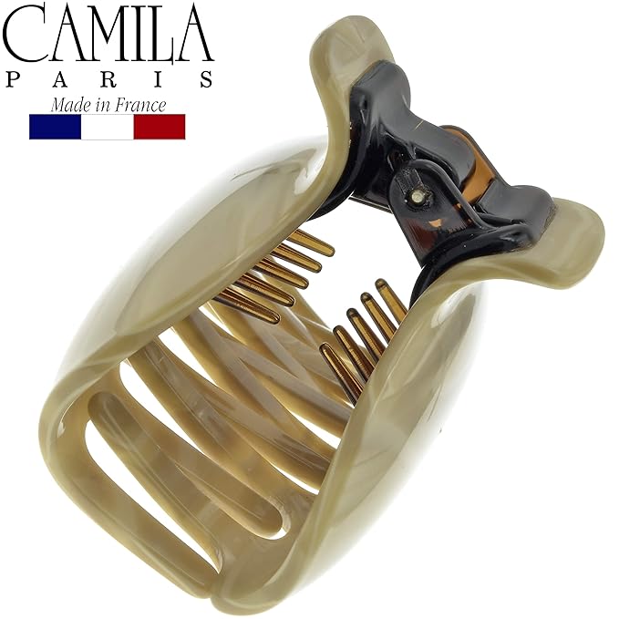 Camila Paris CP2125 French Hair Clip for Women for Long Curly Wavy Hair, Beige, Girls Hair Claw Clips Jaw Fashion Styling Hair Accessories for Women, Strong Hold No Slip Grip, Made in France