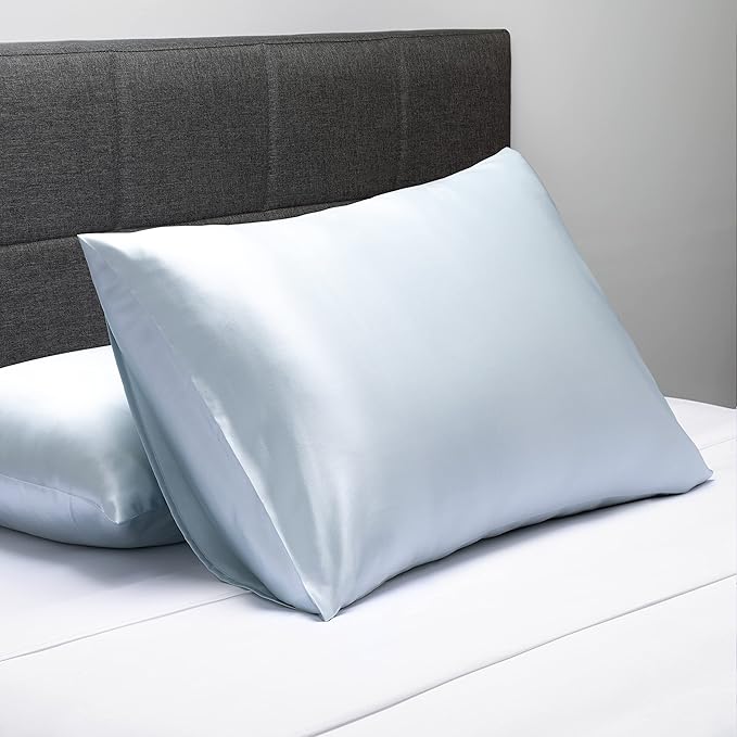 Fishers Finery 25mm 100% Pure Mulberry Silk Pillowcase (Blue King 2 Pack)