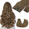 GOO GOO Clip in Hair Extensions Real Human Hair, Remy Human Hair Extensions Clip ins for Women, Natural Human Hair, 22inch 150g 9Pcs, 5 Light Ash Brown