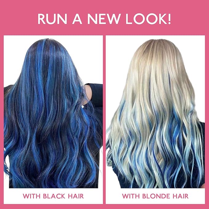 WENNALIFE Blue Clip in Hair Extensions Real Human Hair 35g 6pcs 16 Inch Colored Hair Extensions for Kids Women Colorful Hair Pieces Pop-up Style Straight Extensiones De Cabello Humano Con Clip