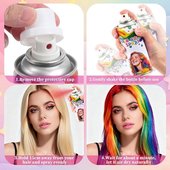 Pink hair spray,Hair spray temporary for Women Kids Men, Washable Temporary Hair Dye Spray，Spray hair color Non-Sticky，For Christmas Party, Halloween Crazy Hair Day,Cosplay Party (Pink, 4.06 oz)