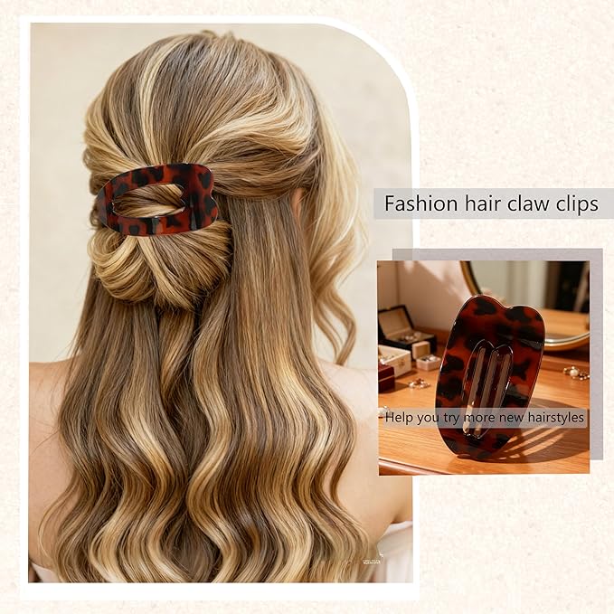 6 Pack Flat Hair Clips for Women,Large Claw Clips Strong Hold Hair Clips for for Thick & Thin Hair for Daily Styling