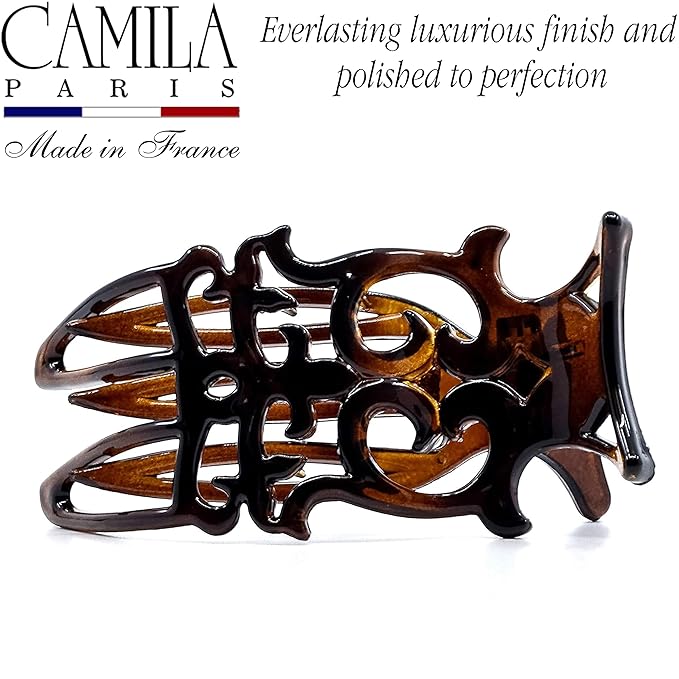 Camila Paris NV73 French Hair Clip for Women, Hair Side Clips, 3 inch Girls Hair Claw Clips Jaw Fashion Durable Styling Hair Accessories for Women, Strong Hold No Slip Grip, Made in France. Tortoise