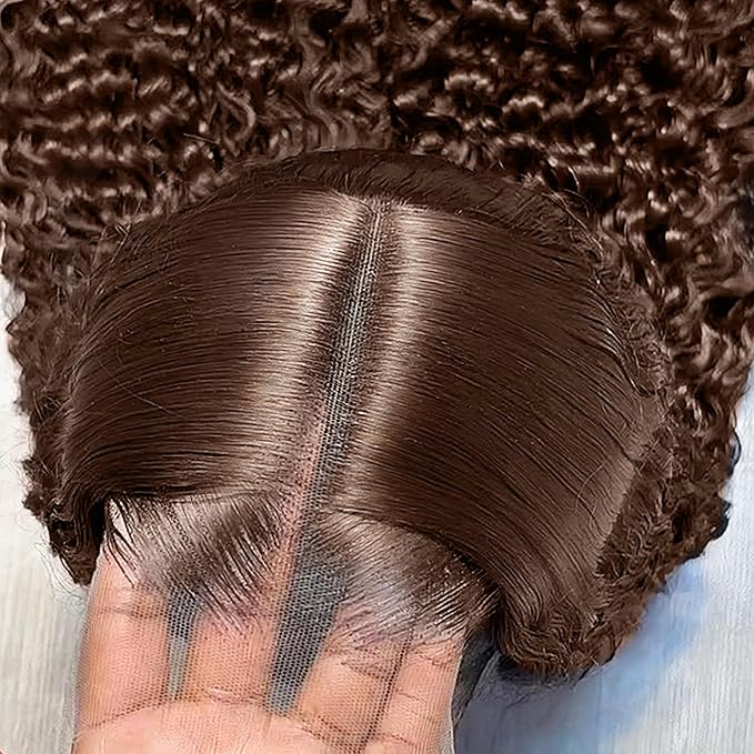 250% Density SKINLIKE Real HD Lace Wig, 13x6 Full Frontal 0.10mm Ultra-thin HD Lace Front Wigs Human Hair Pre-Plucked Bleached Knots Invisible Lace Chocolate Brown Deep Wave Human Hair Wigs 34 Inch