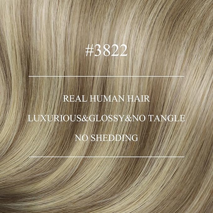 YoungSee 130G Invisible Wire Hair Extensions Light Brown Wire Hair Extensions Real Human Hair Ombre Walnut Brown to Light Brown Blonde Human Hair Fish Line Long Straight Hair 22inch