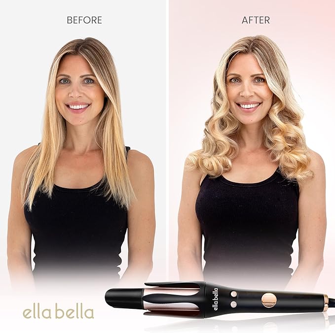 ELLA BELLA® Automatic Rotating Curling Iron • Auto Hair Curlers • Easy to Use • Digital Display to Accurately Control Temperature • Transform Your Look in Seconds • Ideal for Longer Hair