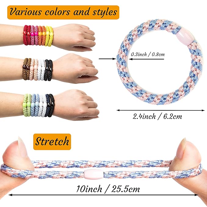 J.CARP 8Pcs Mixed color Hair Ties for Women Girls, Elastics Hair Bands Ponytail Holders, No Damage No Crease Hair Elastics, Perfect for Girls and Women with Thick or Curly Hair, Style 25