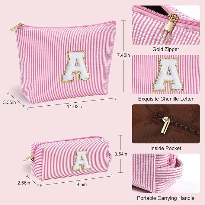 YOOLIFE Christmas Gifts For Teenage Girls Stocking Stuffers For Teen Girls Initial Makeup Bag | Cosmetic Travel Toiletry Bag | 9 10 11 12 13 14 15 Years Old | Teen Girl Gifts Trendy Stuff Pink K
