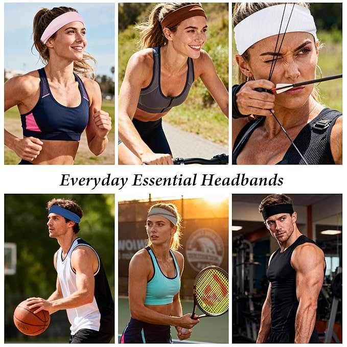 Headbands for Women Non-Slip Elastic Hair Bands, 6 Pack Stretchy Soft Cloth Sweat Band, Fabric Workout Headband, Fashion Head Bands for Yoga Running Sports