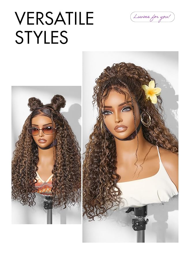 LUVME HAIR 7x6 HD Lace All-Day Comfort Wig PartingMax Lace Wigs Water Wave Curly Lace Front Wigs Human Hair Pre Cut Plucked Lace Frontal Glueless 26 Inches Hlighlight Color