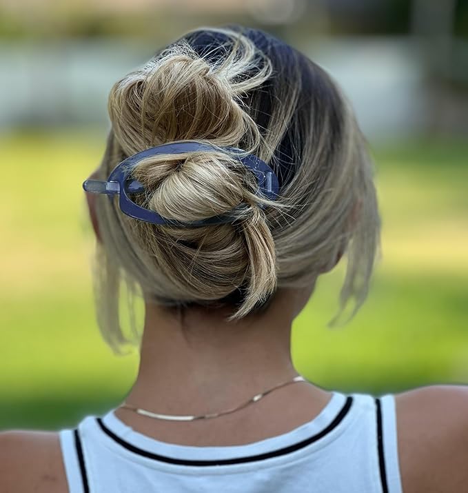 Camila Paris CP3117 French Hair Barrette Clip, Flexible Ponytail Holder No Metal Parts, Strong Hold Grip Hair Clips for Women, No Slip and Durable Styling Girls Hair Accessories, Made in France