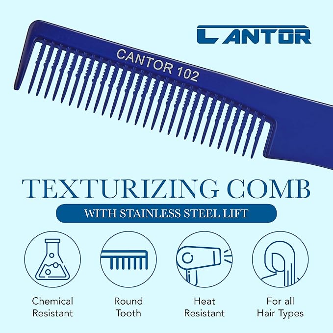 Lift Teasing Comb & Hair Pick - 2 Pack, Five Stainless Steel Lifts - Chemical & Heat Resistant Detangler - Anti Static Comb For All Hair Types - By Cantor
