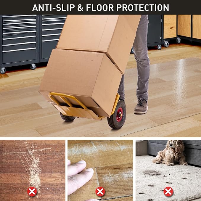 3'x6' Vinyl Runner Rug for Hallway, Clear Waterproof Kitchen Mat for Floor, Non-Slip Plastic Floor Mat for Entryway, Easy Clean Durable Area Mat for Bedroom, Laundry Room