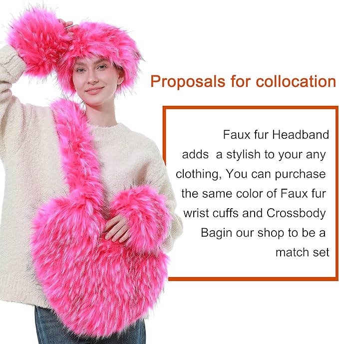 Faux Fur Headband for Women Winter Earwarmer Earmuff with Elastic