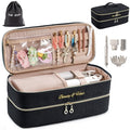 Double-layer Hair Tools Travel Case with Black Hair Dryer Bag with Detachable Divider compatible with Shark FlexStyle/SmoothStyle - Flat Curling Iron Travel Organizer